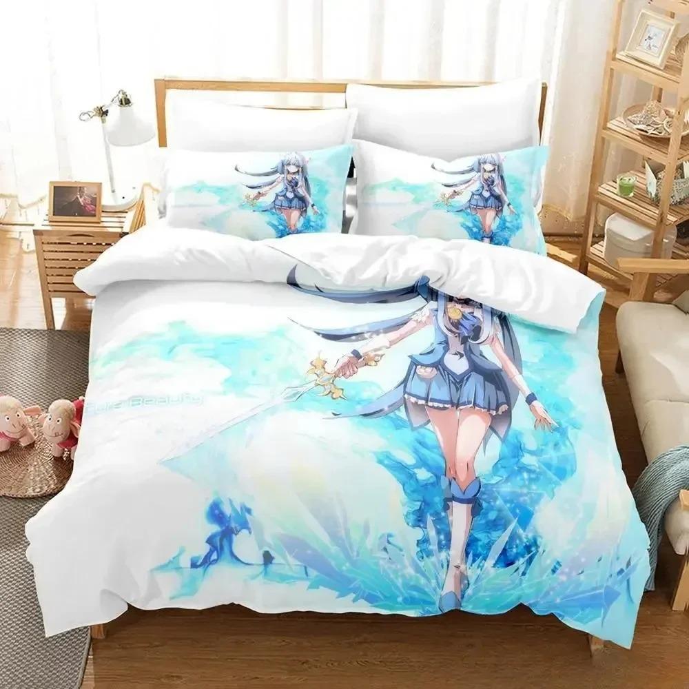 Улыбнитесь, PreCure! Комплект постельного белья Single Twin Full Queen King Size Bed Set Adult Kid Bedroom Duvetcover Sets Anime Parure de lit Bed