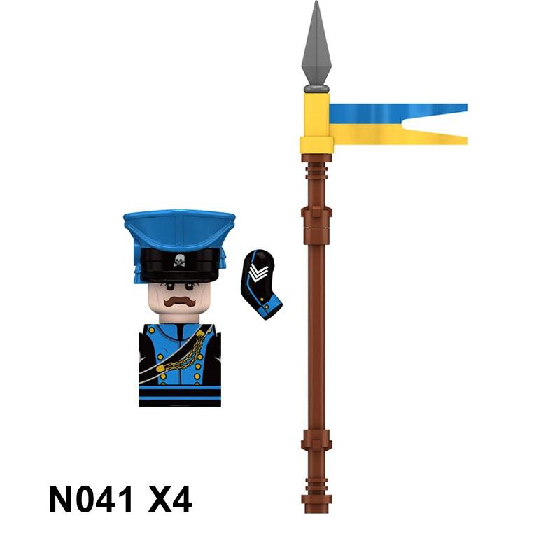 4pcs Military Building Blocks Medieval Knights Duke Marshal Figures Napoleonic Wars Weapons Sword Flags Shoulder Armor Cape Brick MOC