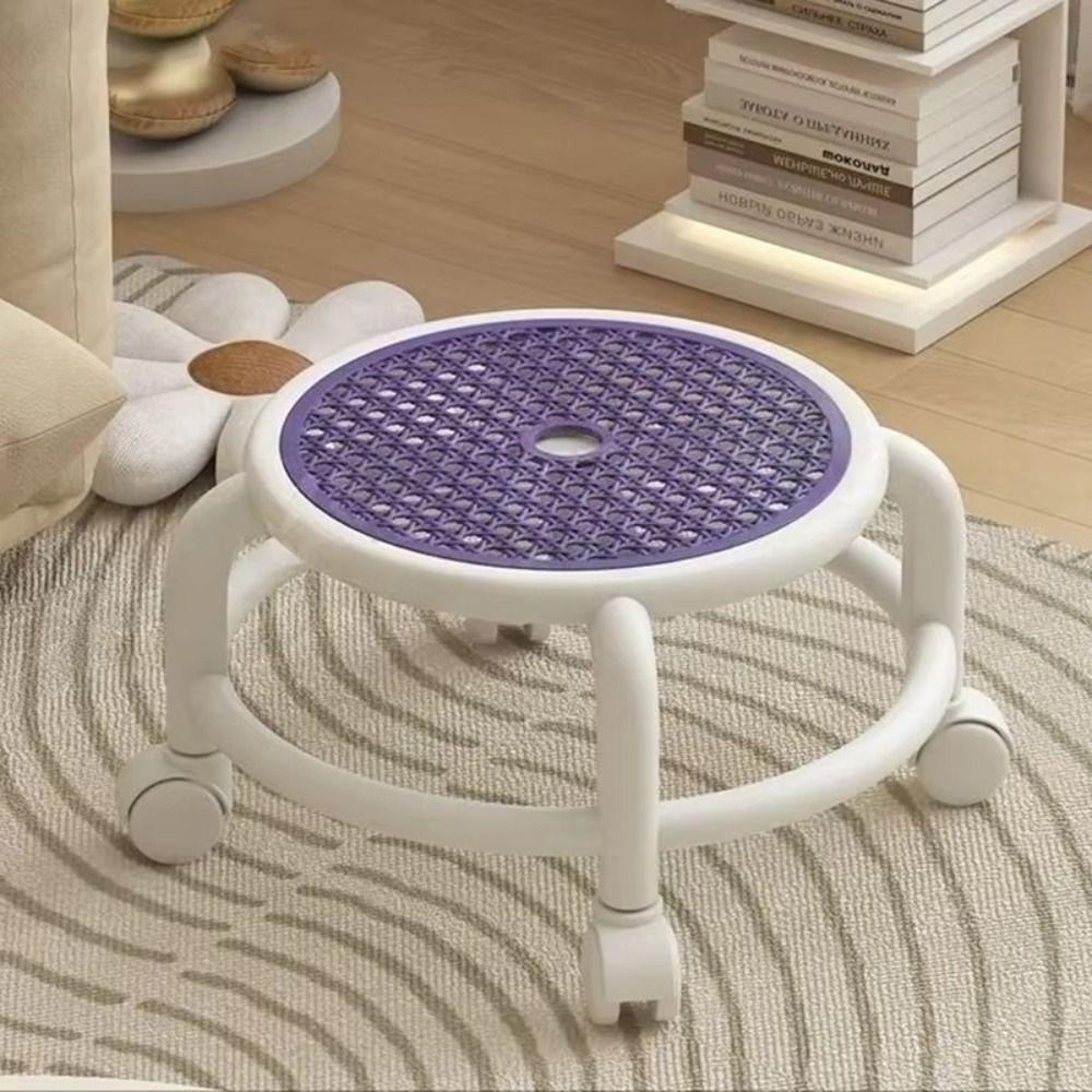 Round Swivel Stool Low Bathroom Chair Folding Design Step Stool Indoor Use