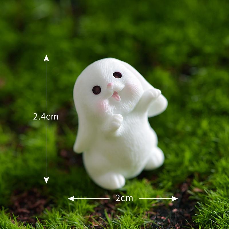 Cute Resin White Rabbit Ornament Enchanting Garden Miniature Decor Piece