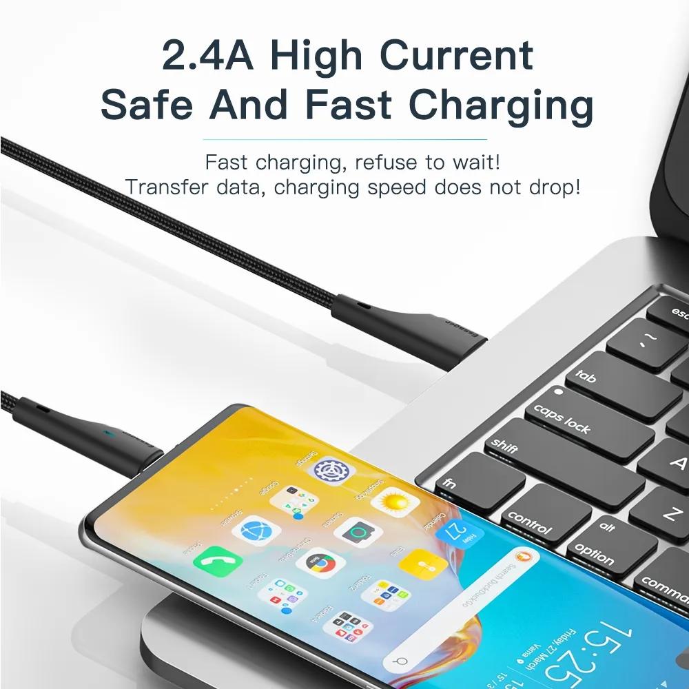 Essager Кабель Micro USB 2.4A, провод для быстрого зарядного устройства для мобильных телефонов Xiaomi Redmi Samsung Oneplus, зарядный шнур, кабели для передачи данных Android