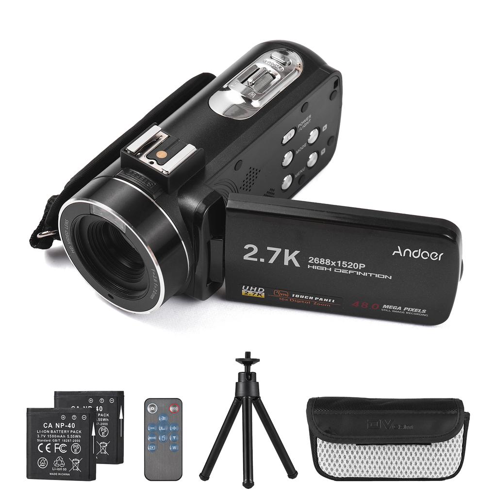 Andoer 2.7K Digital Video Camera Camcorder DV Recorder 48MP 16X Digital Zoom 3.0 Inch IPS Touch