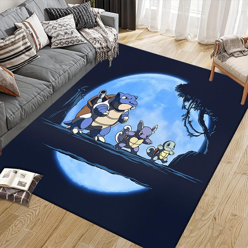Cute Pokemon Square Area Rug, Non-Slip Floor Mat for Home Decor, Perfect Gift for Anime Fans