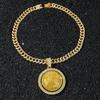 Rotatable Lady Liberty Coin Pendant Medallion 14K Gold Plated Zinc Alloy Full CZ Scepter Goddess Hip Hop Party Jewelry Cuban