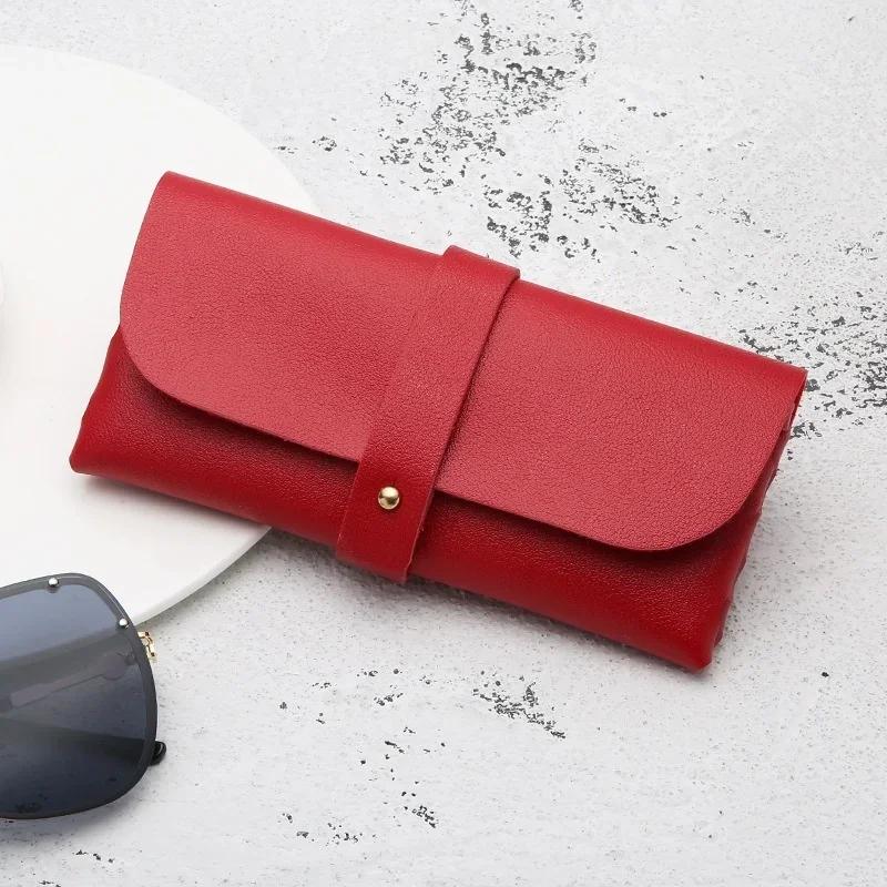 1 Pcs Women's Leather Eyeglasses Case Soft Portable Sunglasses Storage Bag Fashionable Glasses Case Accessory