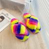 Women's Cotton Slippers Multi-color Plush Fluffy Home Fashion Leak Toe Indoor Cotton Shoes Size 36-43