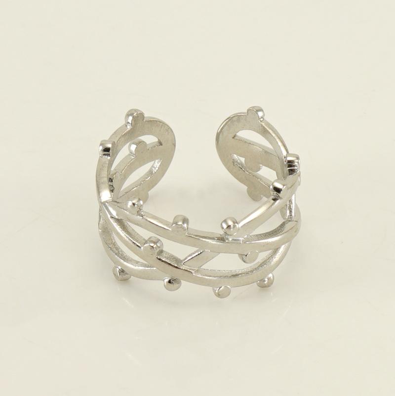 Новое модное кольцо из титановой стали с полым дизайном, нишевое простое женское трендовое открывающееся регулируемое кольцо