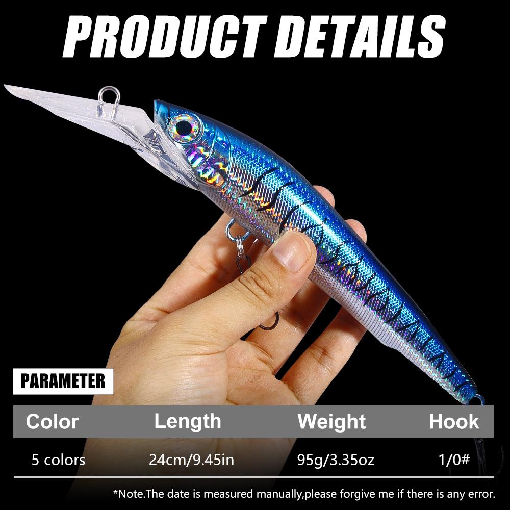 100 г приманки для морской рыбалки, приманка для морской рыбалки, тонущие супер большие рыболовные приманки для гольяна, жесткая приманка, воблеры, приманки для гольяна, щуки и карпа