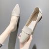 2024 New Fashionable Women's Heeled Single Shoes Pointed Toe Square Heel Shallow Mouth Slip-on Comfortable Women's Single Shoes