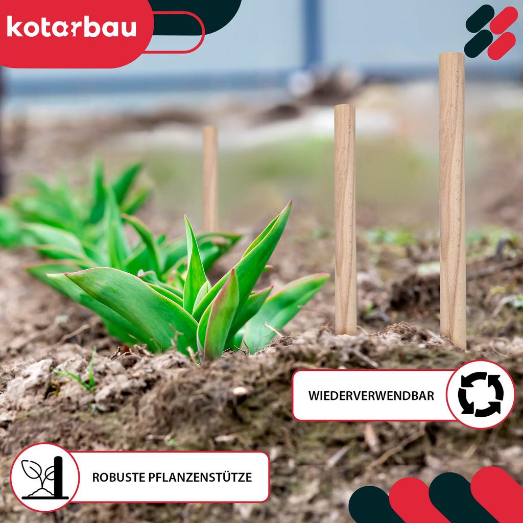 KOTARBAU® Geodetic Beech Wooden Stakes Support for Tomatoes, Vegetables, Trees, 40 CM, Set of 25
