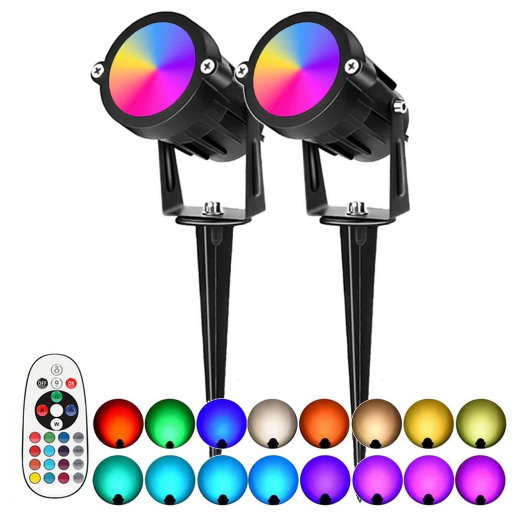 Газонный светильник RGBW: Управляемый пультом штекерный светильник для дворика, ландшафтной подсветки и настенной подсветки.