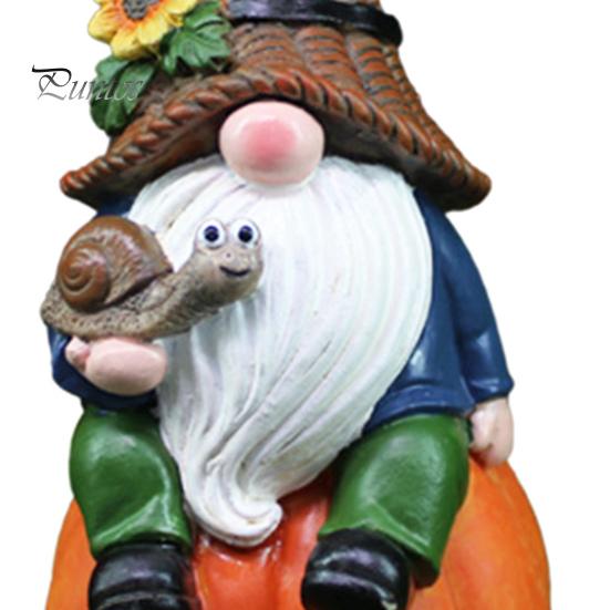Садовая тыква Гном Фигурка держащая улитку Сидящий гном Эльф Статуэтка из смолы Скульптура для дома и улицы День благодарения Праздник урожая Осень Рабочий стол