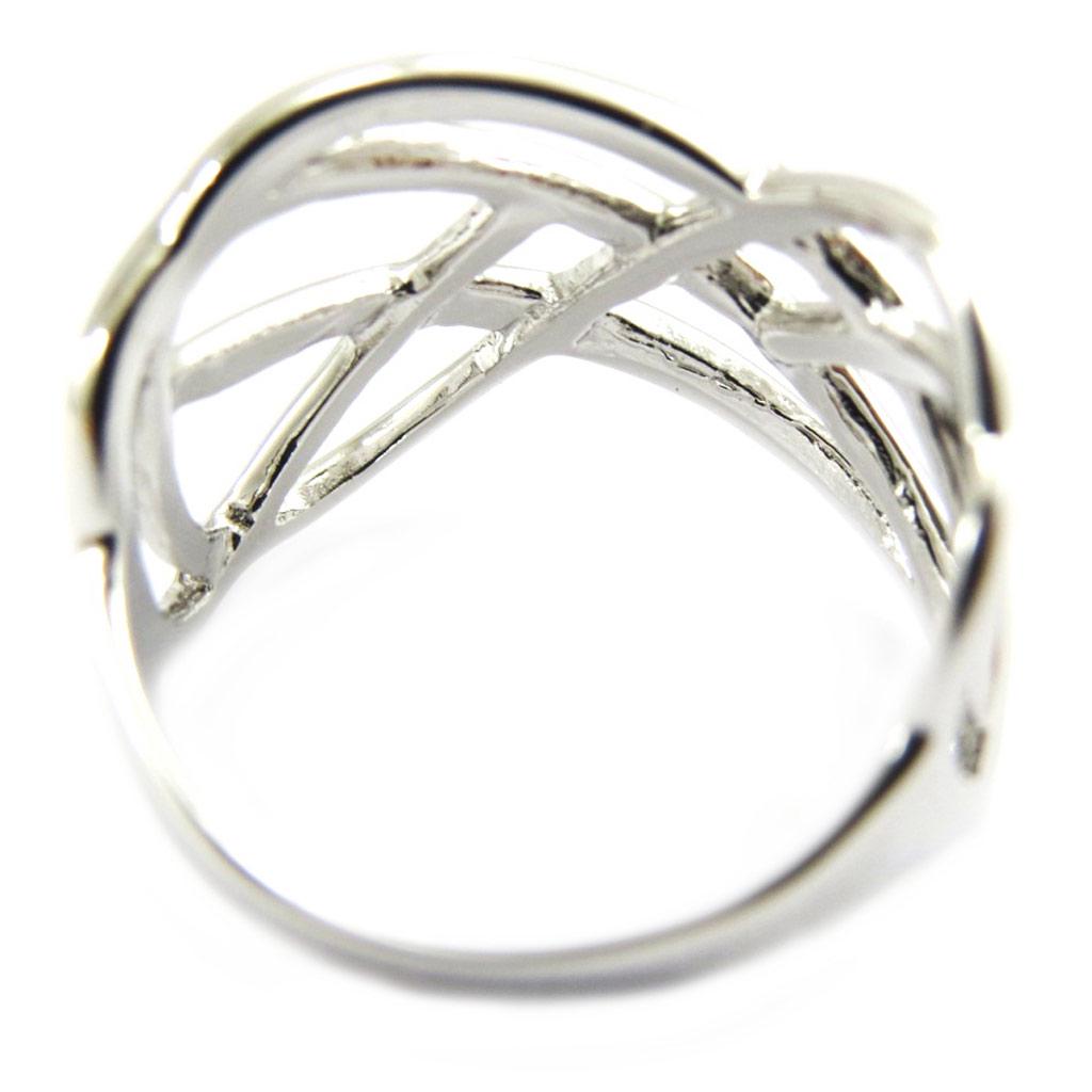Серебряное кольцо "Хореография" Серебристое (родиевое покрытие) - 15 мм