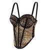Leopard Print Lace Mesh Corset Camisole