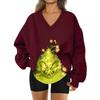 Women's Loose And Comfortable Letter V-neck Sportswear Long-sleeved Sweatshirt Daily Matching Clothes