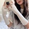 Womens Solid Personality Versatile Knitted Long Sleeve Fingerless Gloves Fashion Destruction Woolen Gloves Cuffs Soft Thickened Warm Fingerless Gloves
