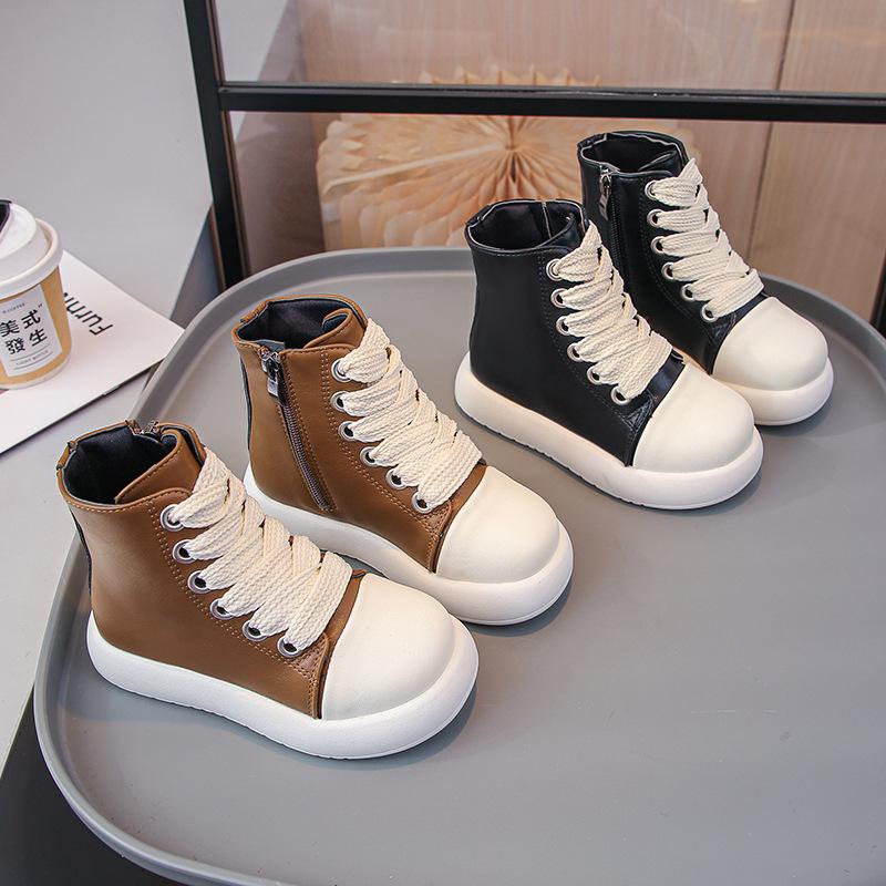 Girl Boots  Versatile Comfort Girls Shoes Soft Sole Anti Slip Casual Mid Length Boots Simple Retro Trend Child Shoes