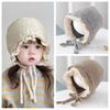 Lace Up Design Warmer Beanie Cap Ear Protection Outdoor Thick Ear Protection Bonnet  Girls
