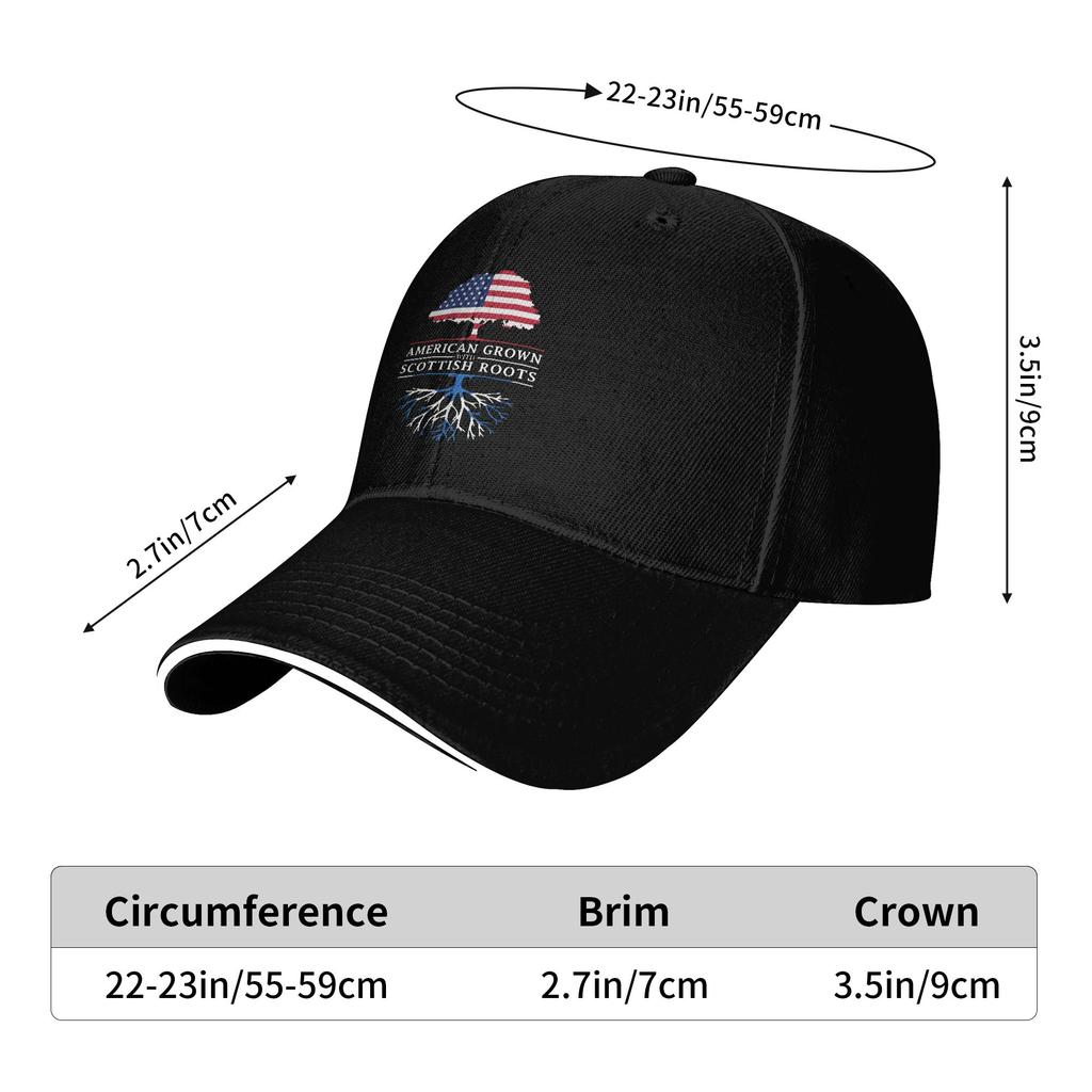Summer Casual Baseball Cap American Grown with Scottish Roots   Scotland Design Outdoor Sports Hip Hop Hats Unisex Snapback Cap