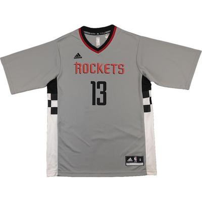 X NBA Harden Series Houston Rockets серая шахматная мягкая удобная баскетбольная рубашка с коротким рукавом для мужчин AT6321