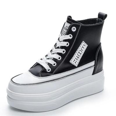 Модные высококачественные 8 см натуральная кожа женские ботильоны на платформе танкетке кроссовки сапоги весна осень сапоги обувь для женщин сапоги