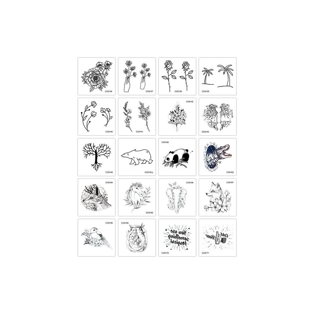 20/2 комплекта водонепроницаемых, но съемных временных татуировок с изображением милых животных и цветов