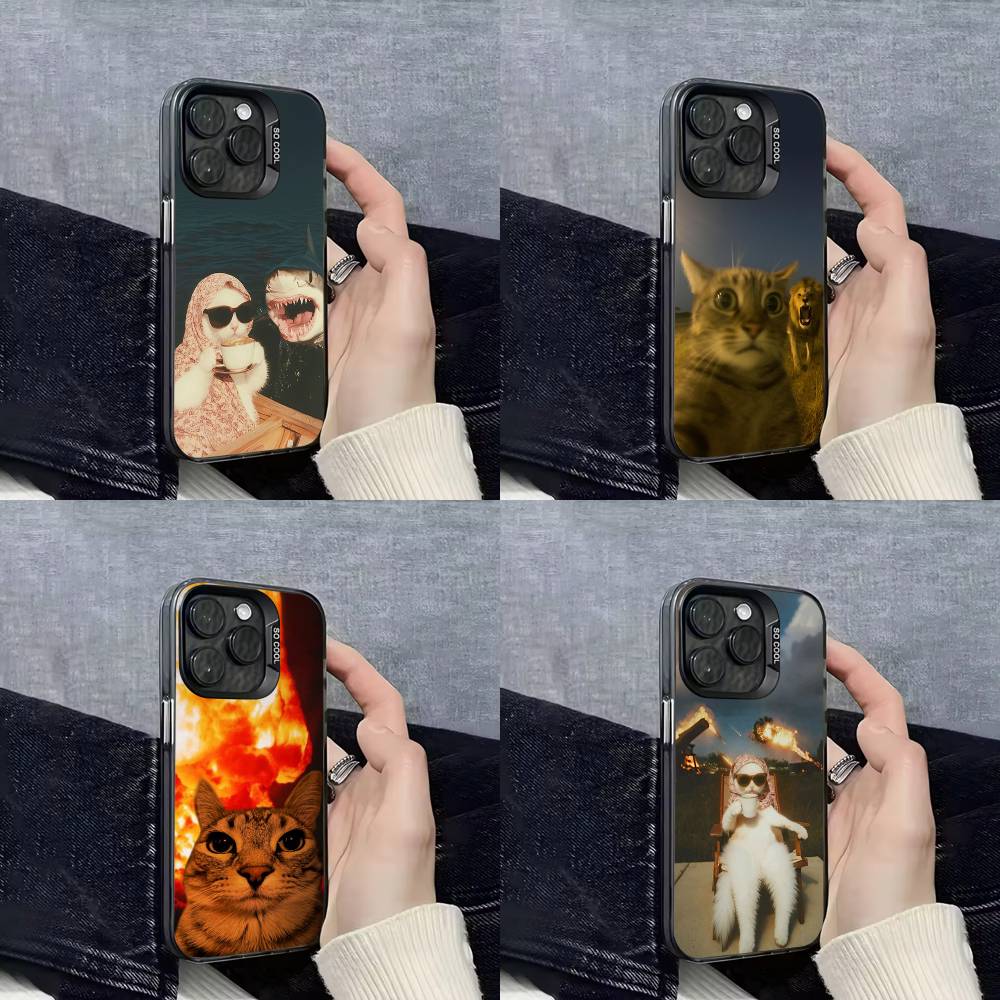 Мем Кот Забавная Поза Уникальный Чехол для Телефона для Серии iPhone 17 16 15 14 13 12 11 Pro Max Plus Двухслойная Защита
