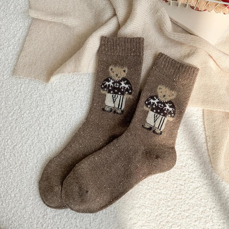 Cartoon Women's Socks Bear Wool Socks Soft Cotton Socks Gifts