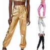 Women’s Shiny Holographic Stretchy Metallic Jogger Pants High Waist Sweatpant Hip Hop Club Rave Pants