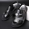 Fashion 2024 New Slippers Beach for Male Leather Footwear Fashion Comfortable Men's Sandals Solid Open Toe Mens Leather Sandals Sneakers