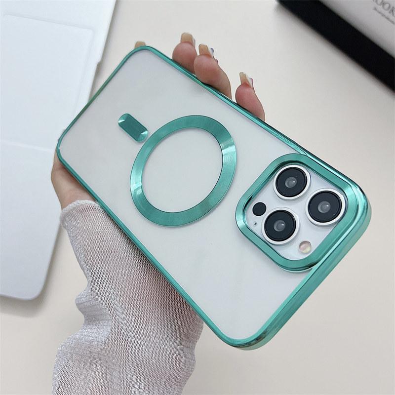 Роскошный магнитный чехол с гальваническим покрытием Golden Shield для беспроводной зарядки для iPhone 14 13 12 11 Pro Max, защитный чехол от падения