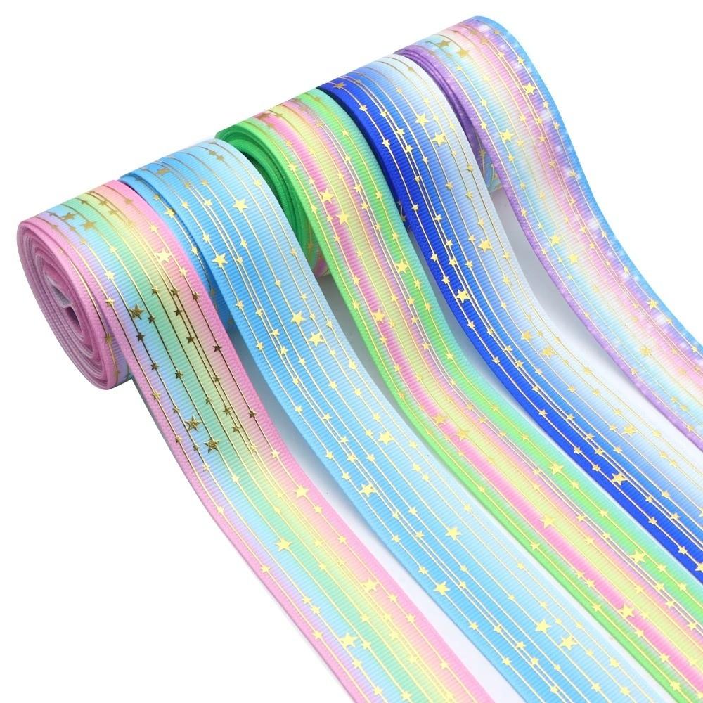 5 Yards Bronzing Stripe Ribbon Gradient Color Star Ribbon Durable Gradient Ribbon Party Decoration