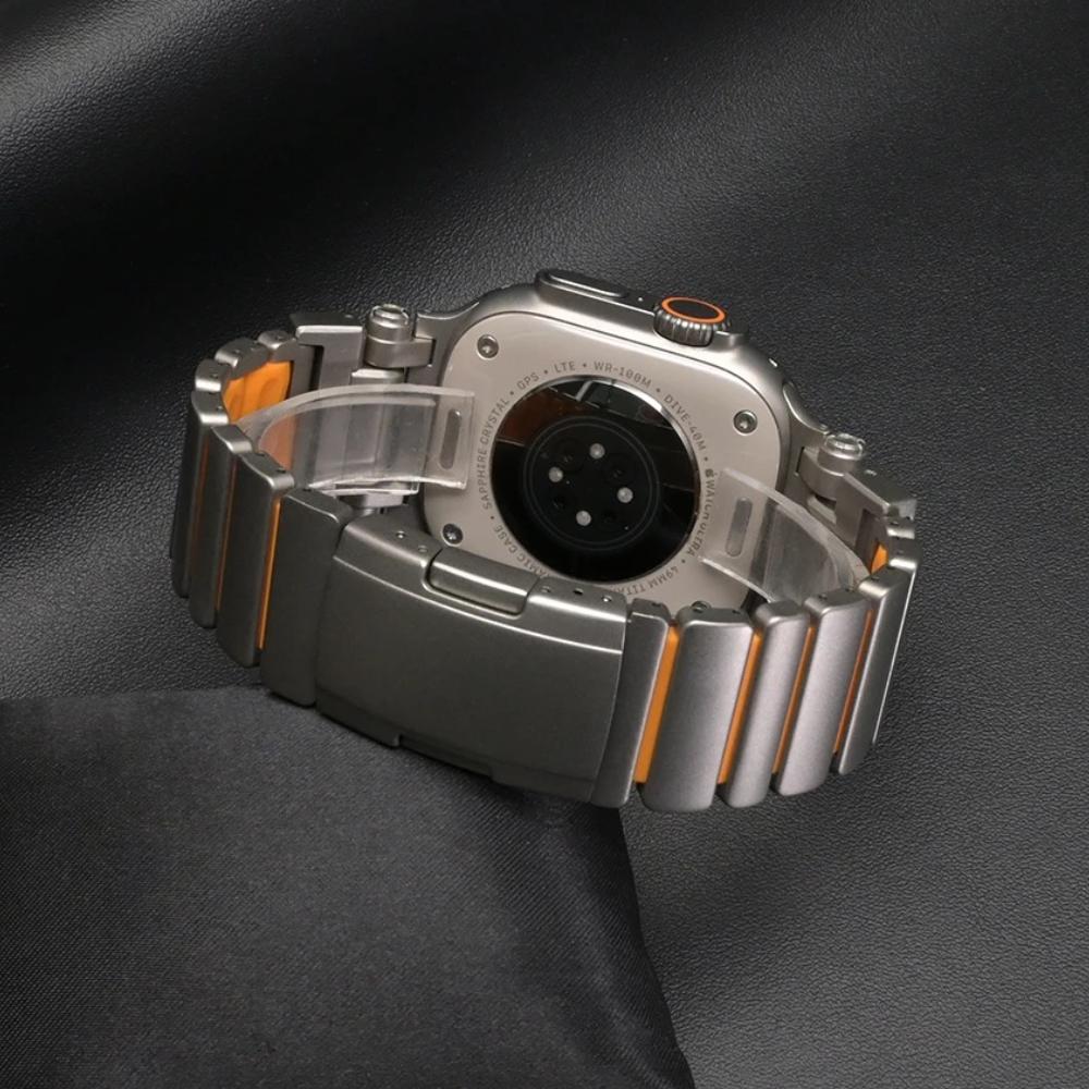 Металлический ремешок для часов из титана для Apple Watch Band Ultra 3 49 мм Серии 11 10 9 8 7 6 SE Резиновый Люксовый ремешок для iWatch 46 мм 45 мм 44 мм