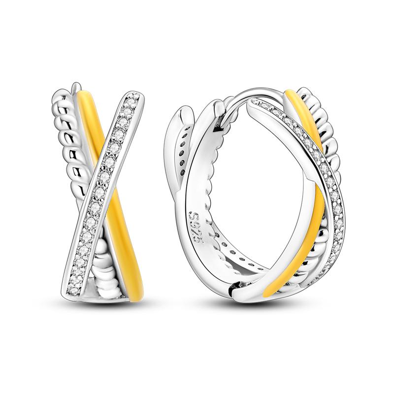 New 925 Sterling Silver Earrings Crystal Me Pave Circular U-shape Stars Hoop Earring for Women Making Jewelry Gift Dropshipping