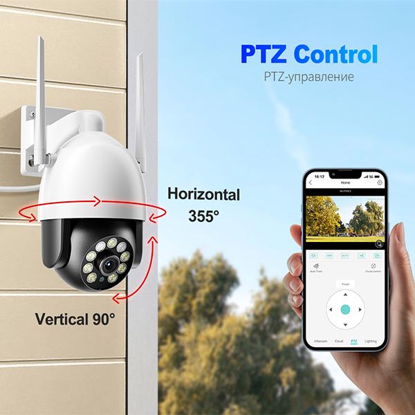 Techage H.265 Ultra HD 2K/4K Беспроводная IP-камера 4MP/8MP Наружная скоростная купольная PTZ-камера Красно-синяя световая сигнализация AI Обнаружен человек P2P