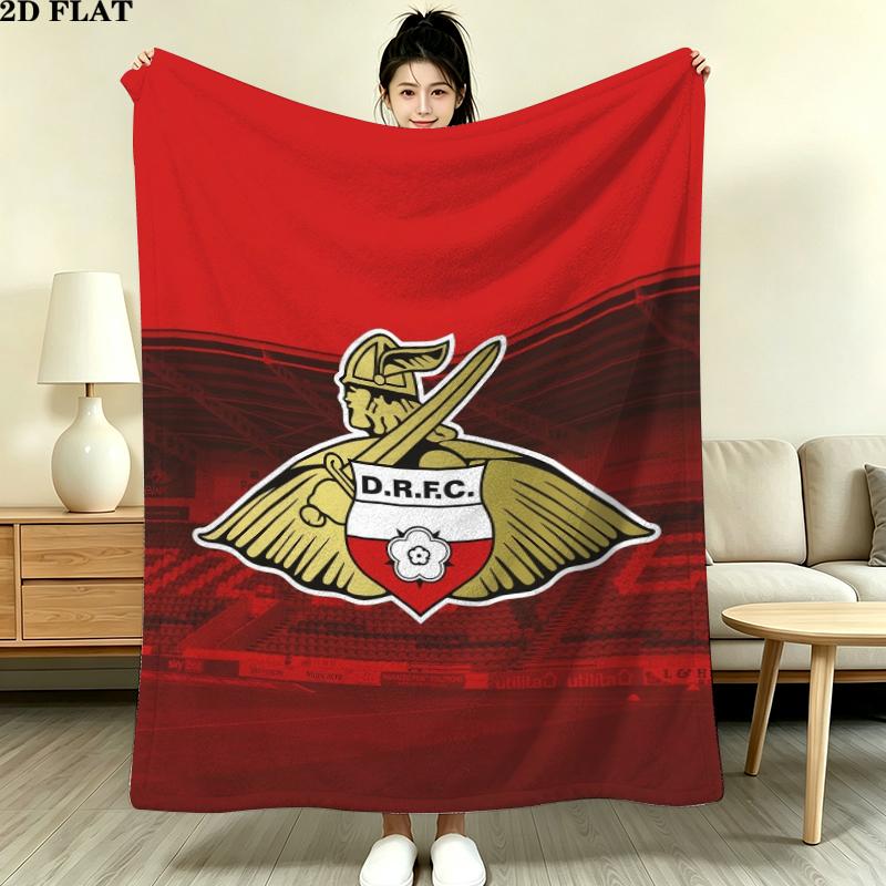 Doncaster Rovers FC Print Flannel Blanket, High quality Comfortable for All Seasons, Home Decor, Warmth and Comfort, Perfect for Christmas Gifts