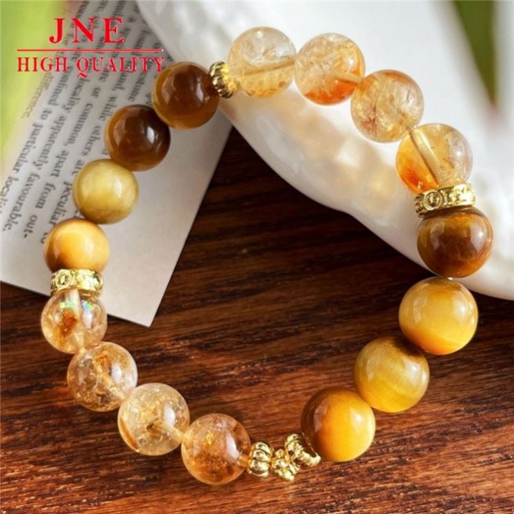 10Mm National Style Retro Minority Natural Tigereye Citrine Atmosphere Bracelet