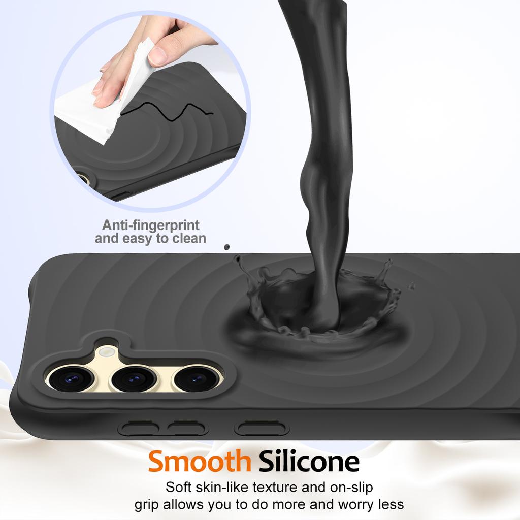 For Samsung Galaxy S25 Magnetic Case Ripple Texture Liquid Silicone Protective Cover with Strap