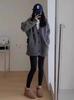 Women's Retro V-Neck Pure Wool Cardigan - Heavyweight, Mid-Length, Loose Fit Sweater