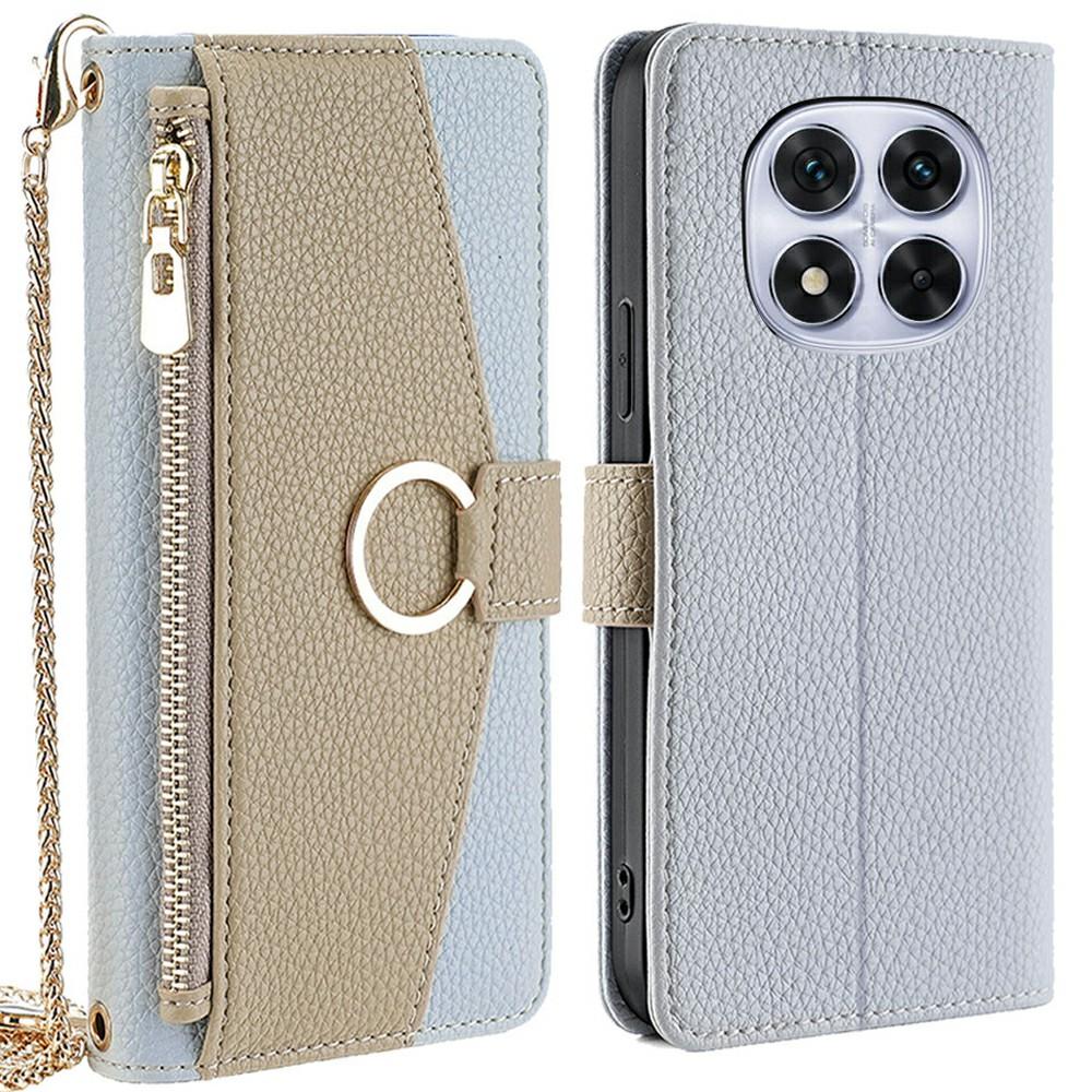 Чехол-кошелек для Xiaomi Redmi Note 14 Pro 5G/14 Pro+ 5G/Poco X7 5G Кожаный чехол для телефона с зеркалом/цепочкой-плечевым ремнем