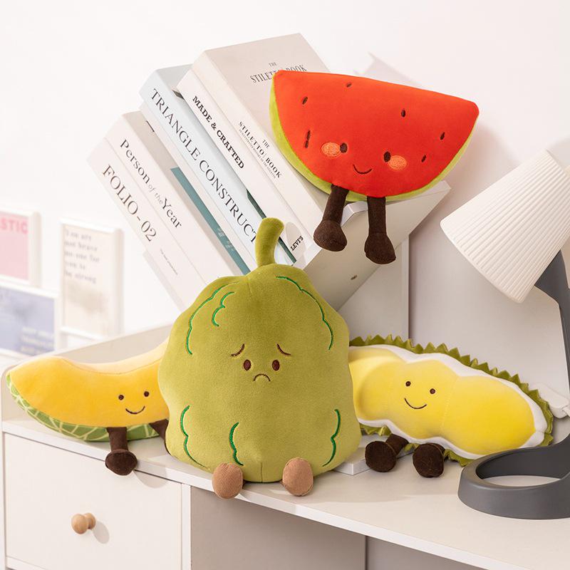 Cartoon Fruit Plush Dolls: Cute Watermelon & Durian Toys for Girls