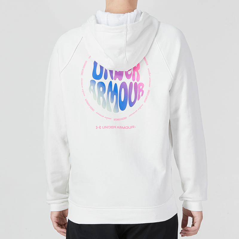 Under Armour Elevated Terry Colorful Letter Hoodie Men White 1373844-112