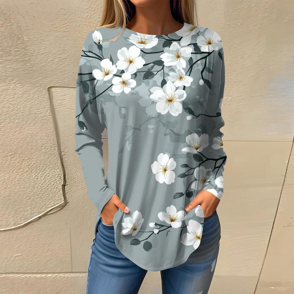 Женская мода с длинным рукавом и круглым вырезом, винтажный асимметричный пуловер