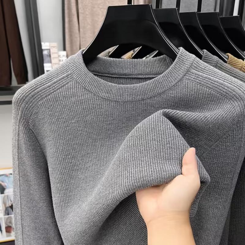 Men S Lazy Luxury Round Neck Long Sleeve Jacquard Knit Sweater