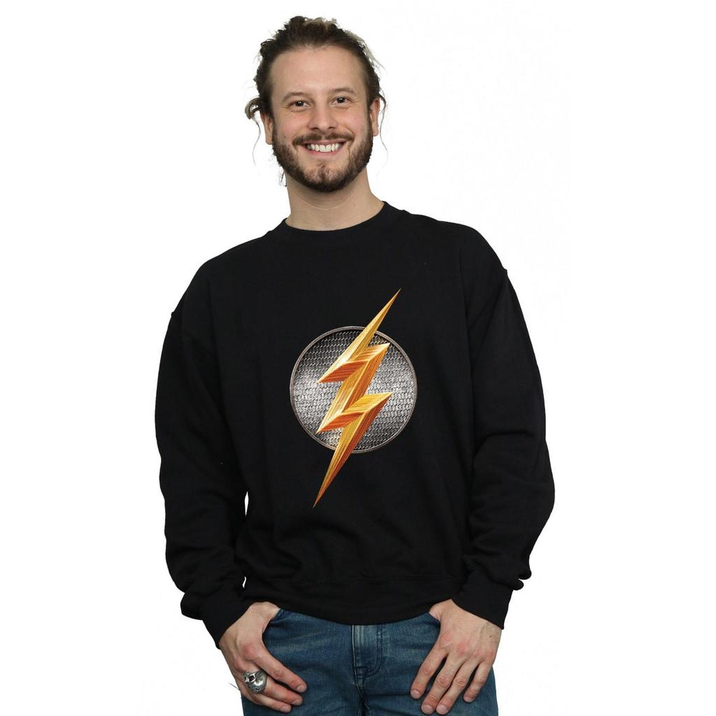 DC Comics Mens Justice League Movie Flash Emblem Sweatshirt
