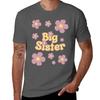 Big Sister Yellow Purple Retro Flowers Tshirt Gym Exercise Short Sleeve Tshirt