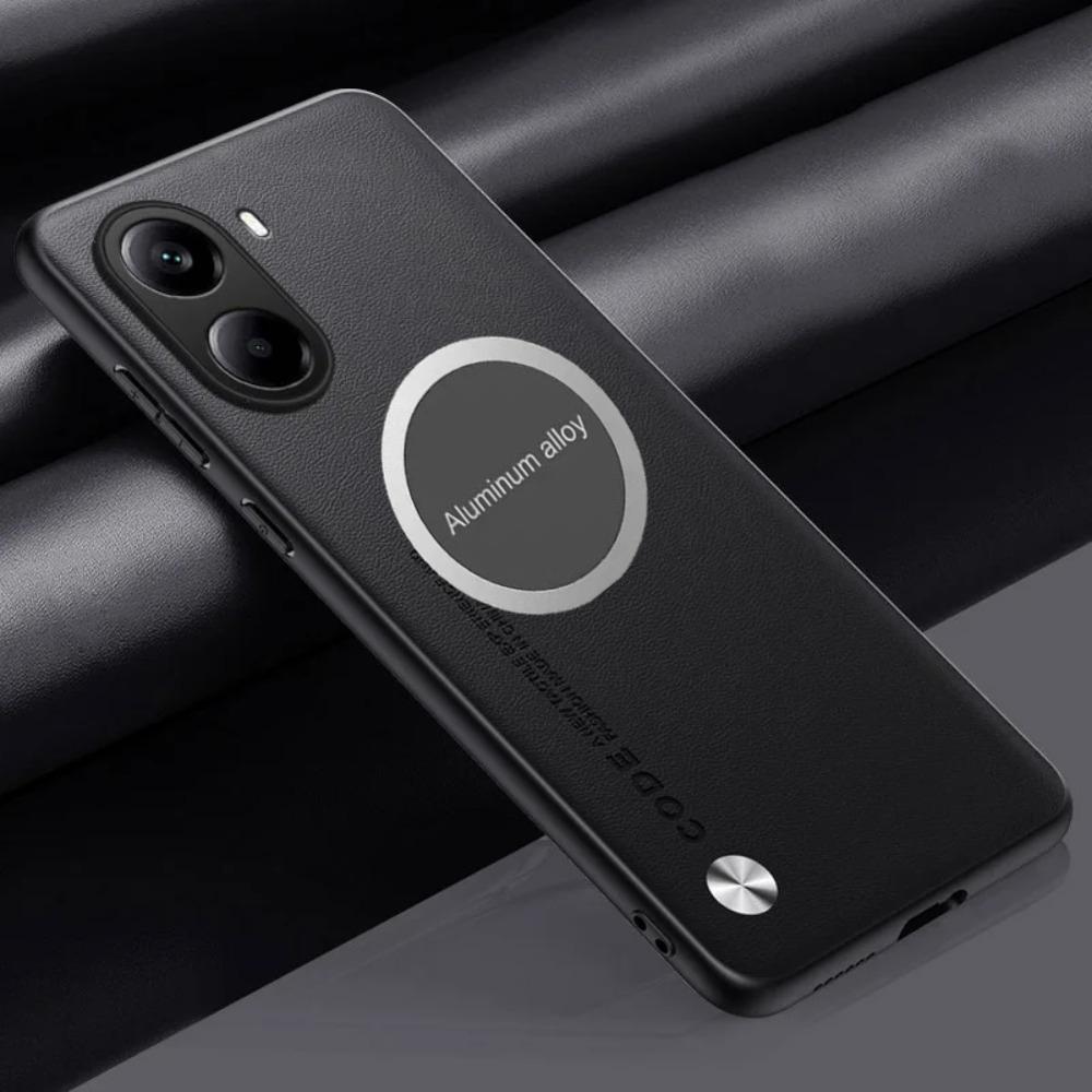 Busine Sle Leather Metal Car Magnetic Holder Phone Case for POCO X7 F6 X6 F5 X5 Pro Pro M6 4G C75 C65 Skin Feel Protect Cover