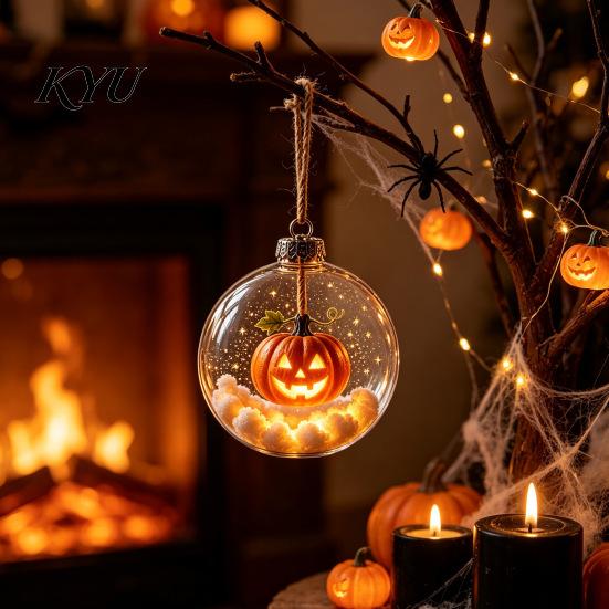 Gift for Halloween Party Glowing Sphere, Lighted Clear Ball Ornament, Cute Witch Hanging Decoration Cat, LED Indoor Mantel Decor Holiday