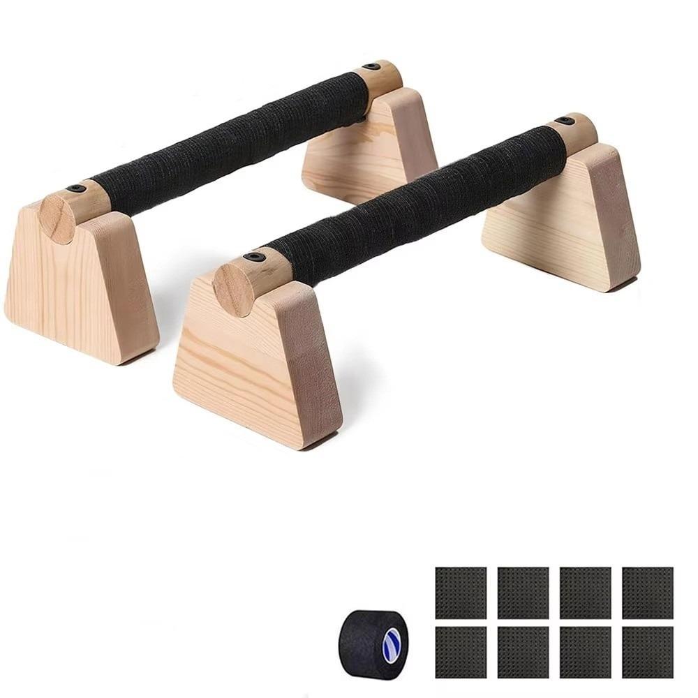 1 Pair Non-slip Wooden Push Up Bar Solid Wood Bracket Handstand Blocks Floor Workout