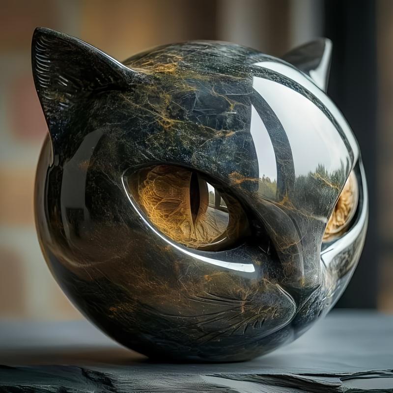 1 Piece Available in Multiple Colors to Choose From, Cat Sculpture Decoration, Halloween Decoration, Cat Head Ornament, Luxurious Black Cat Ornament